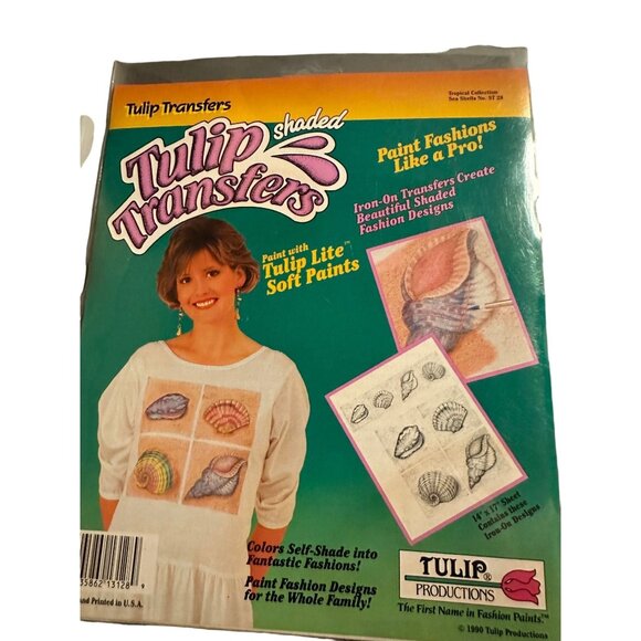 Tulip Transfers Shaded Iron-On Patterns 1990 Seashells Ocean Nautical - Picture 1 of 1